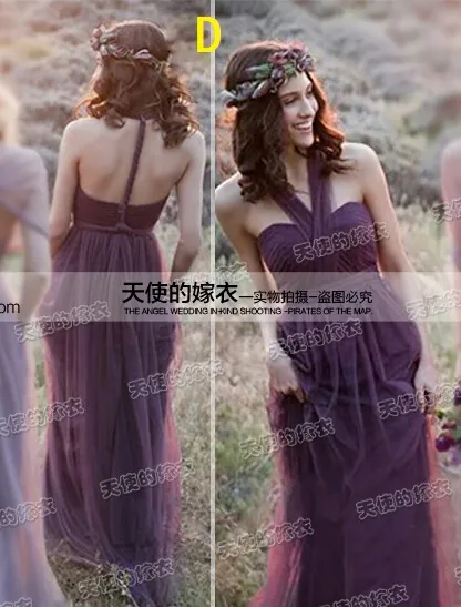 Fantastic A-line Floor-length Tulle Convertible Bridesmaid Dress Tie To Many Different Styles