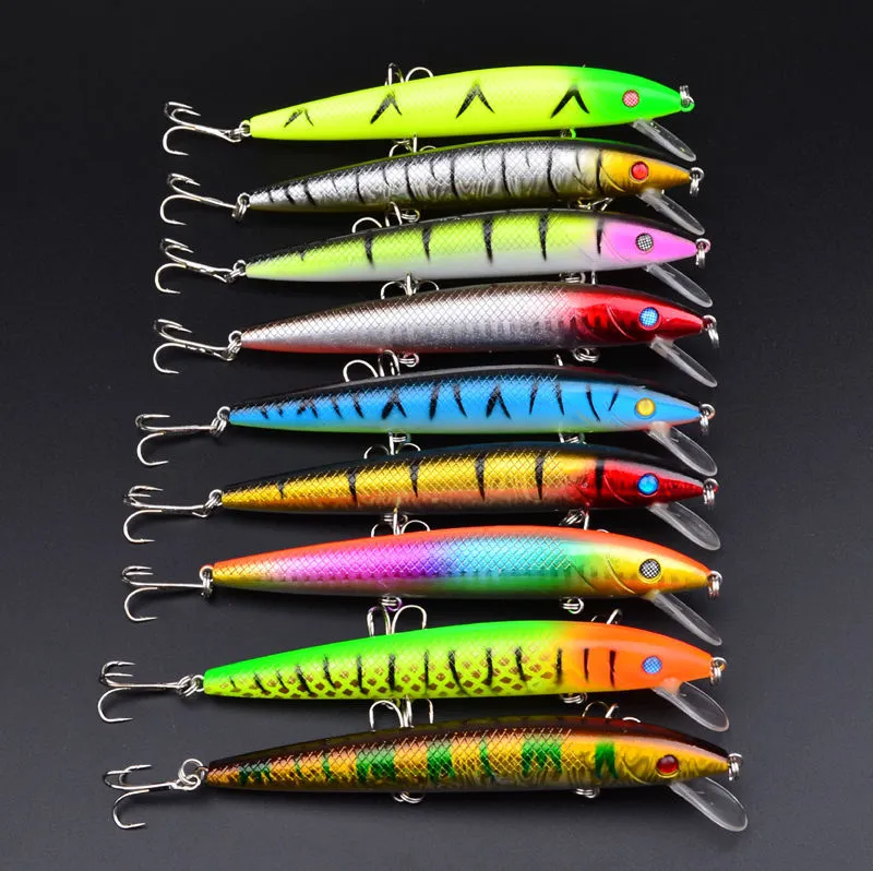 Drag Minnow Swimbait Fishing Lure with 3 hooks 12cm 13 8g Bass Crank Bait Freshwater Crankbait233T