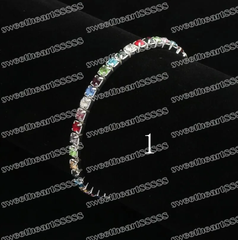 2017 2Lengths Colorful Spring 1-Row Rhinestone Crystal Bracelets Silver plated Tennis hot sell Fashion Jewelry