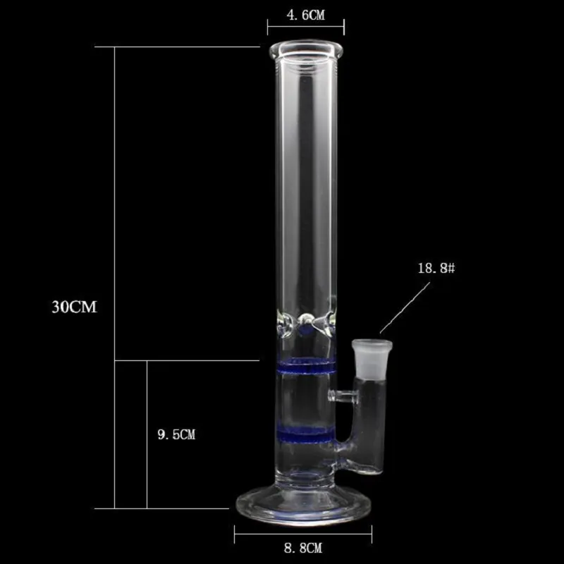 glass water bong two perc water percolator smoking with ceramic nail & carb cap clear pipe disk joint size:18.8mm height: 30cm