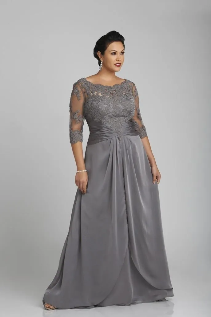 Bescheiden moeder van bruidegom jurken kant chiffon lange vrouwen avond formele jurk feestjurk voor bruiloft plus size vestidos de fiesta