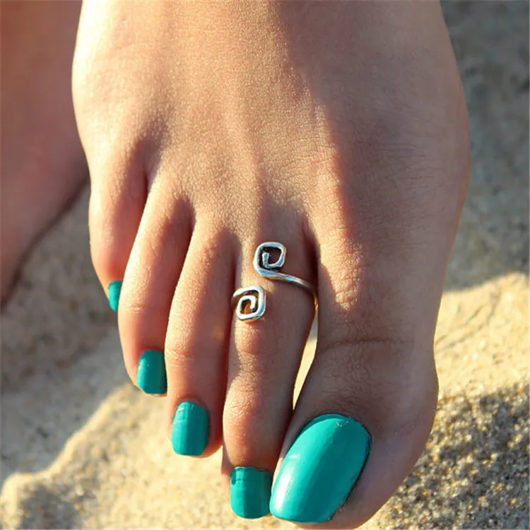 Toe Rings Celebrity Kobiety Vintage Proste Toe Pierścień Regulowana Nożna Plaża Biżuteria Plaża Mody Pokaż Retro Styl Body Jewelry Hot Na Instagramie