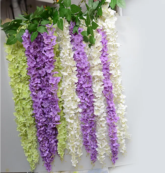 Konstgjorda Wisteria Vine Rattan Bröllop Bågar Silkblomma 1,64 meter för bröllopscentrum Dekorationer Bouquet Garland Home Ornament