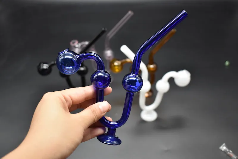 2 stks gebogen glazen tabakspijpen hand roken pijp slang vorm glas olie branders glas water leidingen saldo permanent met dikke basis