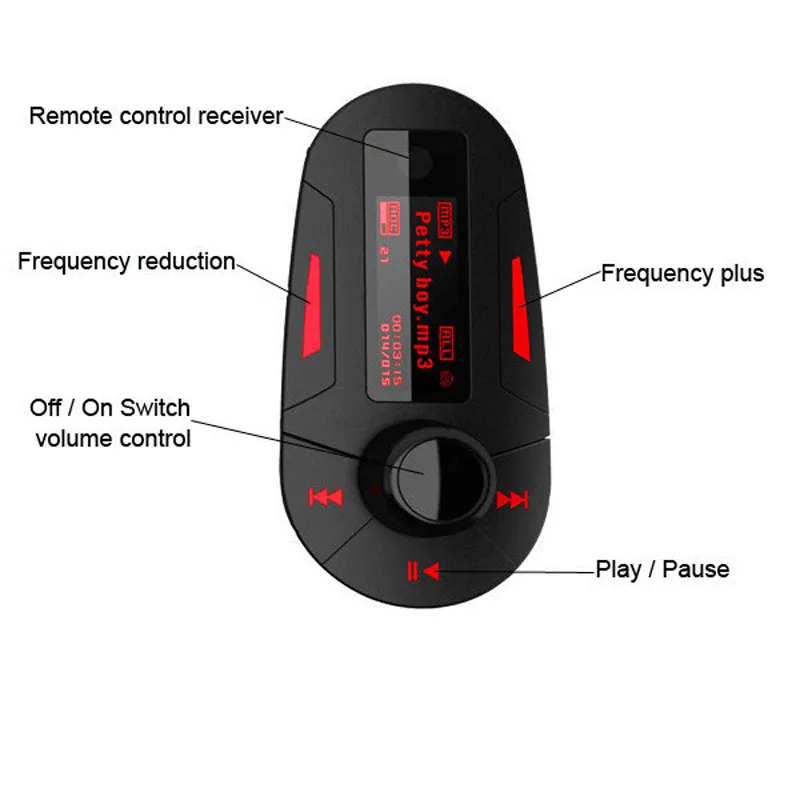 Car Kit MP3-Player FM-Transmitter Radiomodulator mit LCD USB SD MMC + Fernbedienung Farben T618
