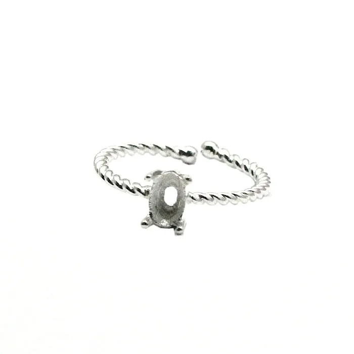Beadsnice 925 Sterling Silver Ring Inställning Ovala Ring Mount Ring Blank för 3,5 x 5,5 mm Stenring Inställning ID 33696