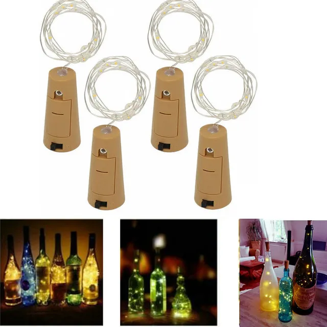 1M 10LED 2M 20LED Ghirlanda Festone Filo Rame String Light Forma di sughero Tappo bottiglia di vino Fata stellata Vite lampada Vaso fai da te Decorazioni natalizie