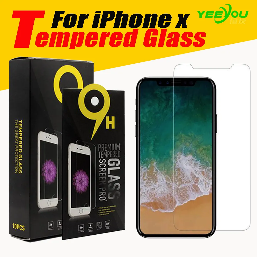 Para iPhone x / 12 protetor de tela de vidro temperado para iPhone 11 / XR para Galaxy J3 Prime 0.33mm 2.5D Anti-Shatter com Embalagem