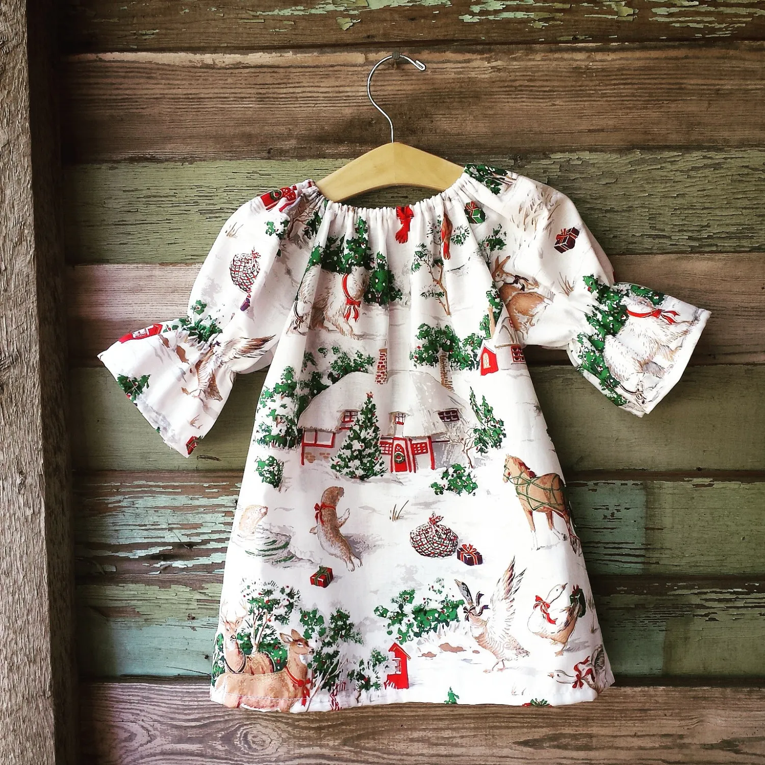 Julklänningar för tjejer Boutique Baby Kläder Träd Ren Skriv ut Flower Girl Dress Ruffle Ärm Barn Klänning Baby Tjejer Kläder