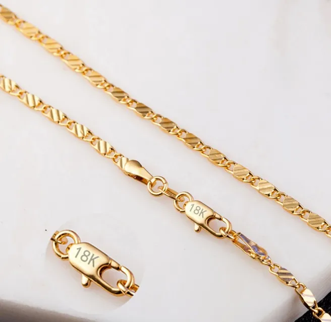 Chain Necklace 16 18 20 22 24 26 28 30 inch 8 Sizes High Quality Jewelry 18K Gold Plated Necklaces Promotion Chain2216035