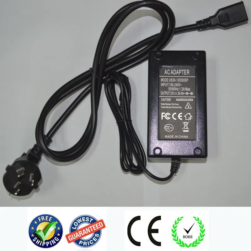 High frequency Lighting Transformers AC85265V to DC12V 5A Power Supply for led strip 5050 3528 AC Adapter With EU UK AU4214078