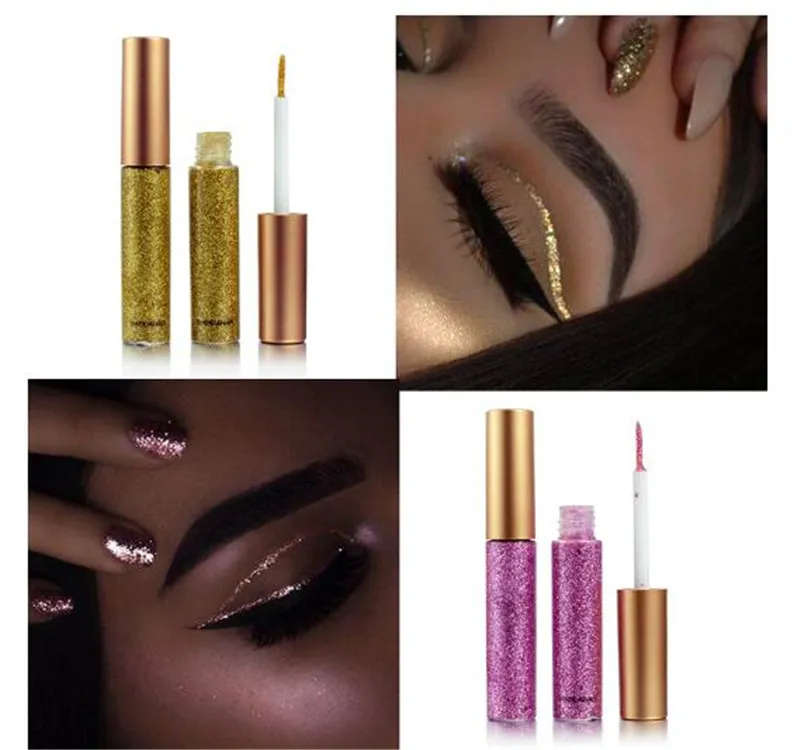 Makeup Glitter EyeLiner Shiny Långvarig Flytande Eye Liner Shimmer eyeliner Ögonskuggspennor med 10 färger att välja på