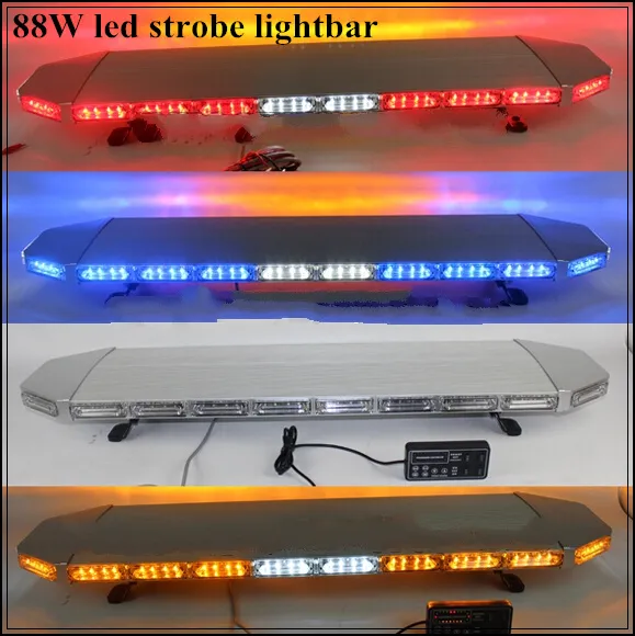 Hochintensiver 120 cm DC12/24 V 88 W LED-Notlichtbalken, Warnlichtbalken für Polizei, Krankenwagen, Feuerwehrauto, Blitzlichtbalken, 18 Blitz, wasserdicht