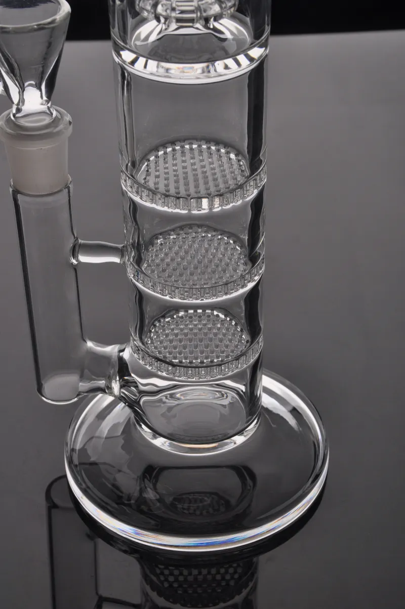 Neue hochwertige Bong Glas Wasserpfeife Recycler Bong Wasserpfeife zwei Funktionen mit Bohrinsel Kräuterschale kostenloser Versand