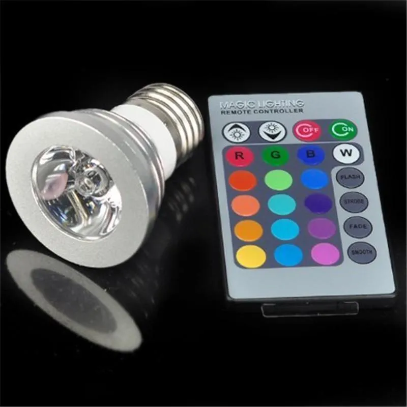 Projecteurs LED RGB E27 GU10 GU5.3 MR16, télécommande à couleur changeante, ampoule 5W, coque en aluminium, lumière intérieure 85-265v 12v