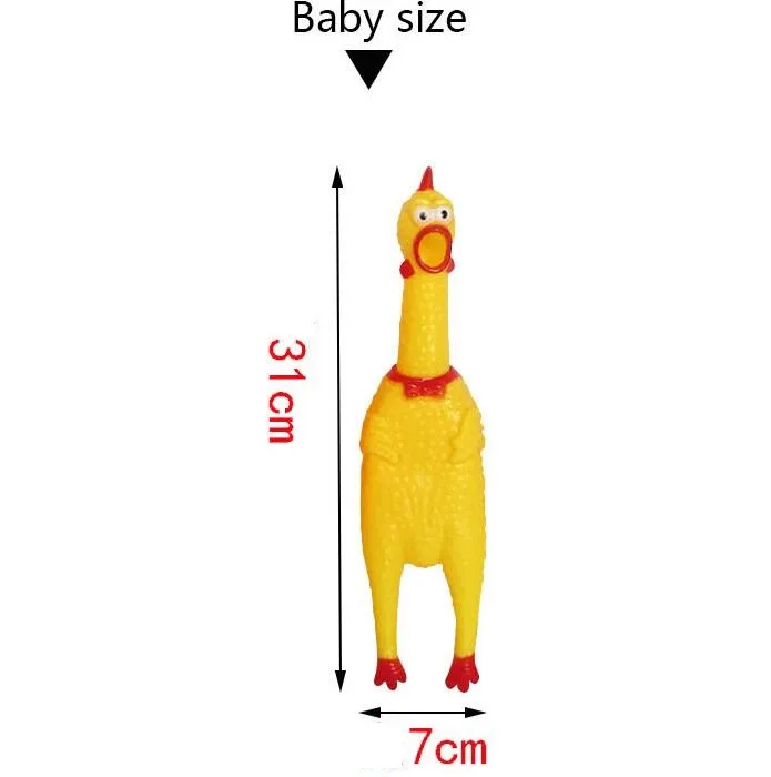 31x7cm carino giallo stridulo a forma di pollo suono pet giocattolo cane gatto nontoxi giocattoli da masticare in gomma festival divertente giocattoli sonori bambini