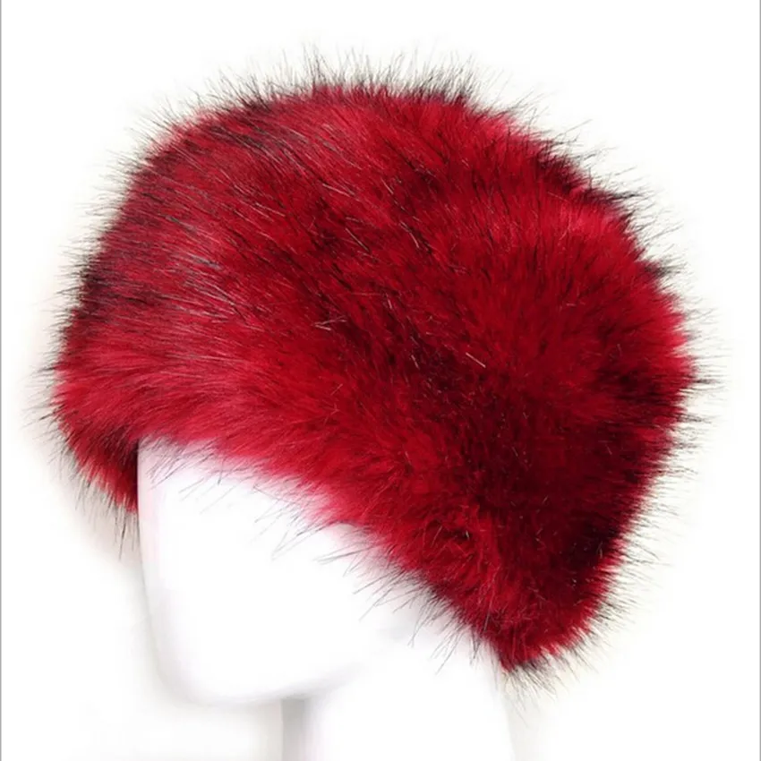 Vente en gros-Hot Ladies Winter Warm Hat Mode féminine Chapeau de fourrure Imitation Fox Fur Earmuffs Big Hat Cap Dome Snow Cap