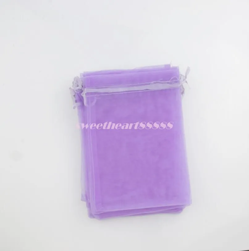 Sac en organza pour bijoux, pochettes cadeaux, sacs pour faveurs de mariage, de 100 pièces, 4 tailles, lavande 7x9cm, 9x12cm, 13x18cm, 20x30cm, 254j