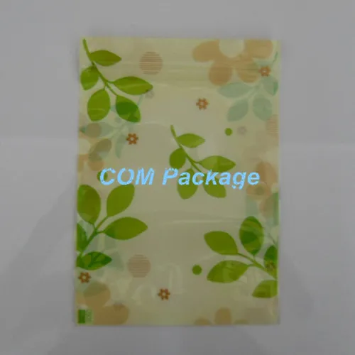 DHL 400 шт. / лот 14 * 20 см встать Зеленый лист PE пластиковые Doypack мешок молния окно сумка для хранения пищевых продуктов упаковка упаковка мешок Polybag