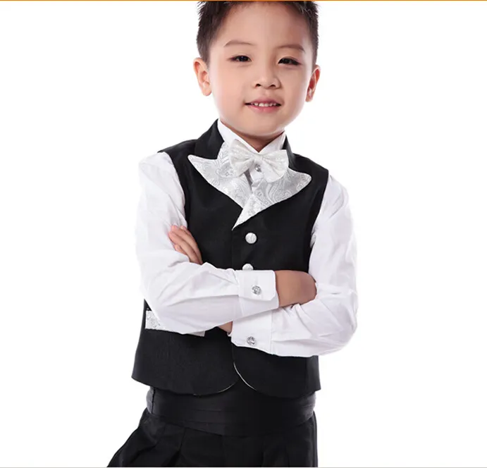 株式2020年のブラックボーイズウェディングスーツ結婚式の幼児タキシードの男性suitjacketvestpanttieカスタムメイド1189516のためのプリンスベイビースーツ