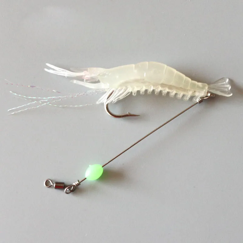 Leurre de pêche souple aux crevettes, appât artificiel lumineux avec perles lumineuses, 8cm, 57g, 4971261