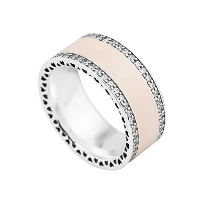 Pink Hearts Band Rings 925 Sterling Silver Spring Fits For Original Style Jewelry 191024EN40 H8ALE2066876