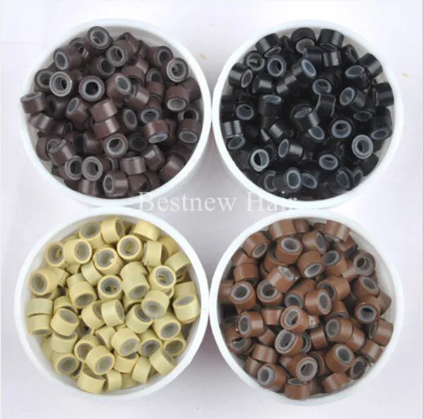 jar I Tip Hair Beads Silicone Micro Rings Links for Hair Extensions Blac Brown Blonde 50x28x30mm1456784