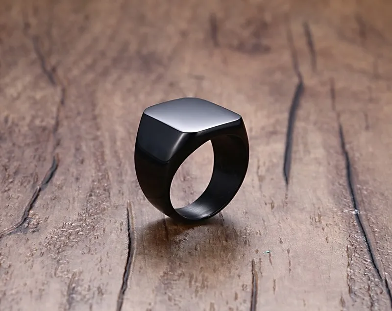 Wholesale Fahsion Mens Jewelry Men Ring Simple Smooth 18mm Wide Black