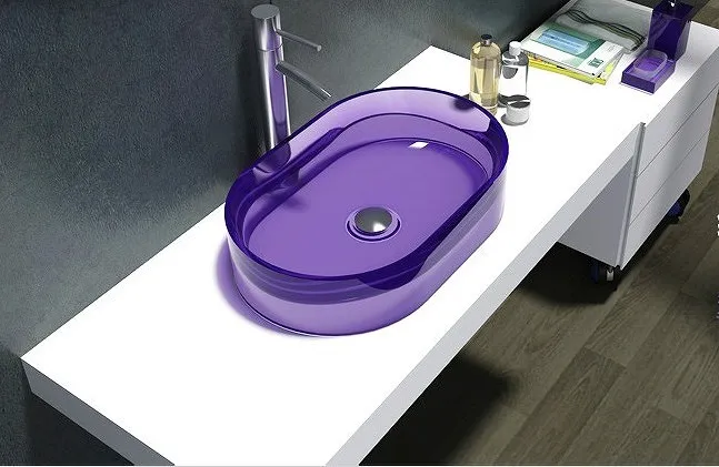 Badrumsharts Oval Countertop Sink Colorful Worchroom Washbasin Solid Surface Stone Vessel Sinks Rs38279