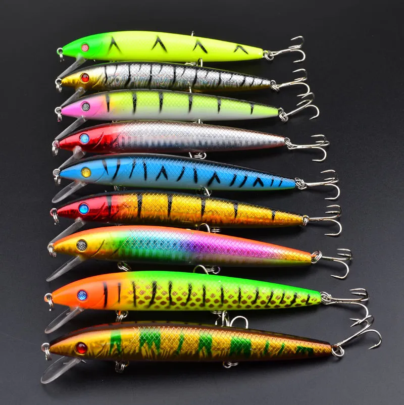 Drag Minnow Swimbait Fishing Lure with 3 hooks 12cm 13 8g Bass Crank Bait Freshwater Crankbait233T