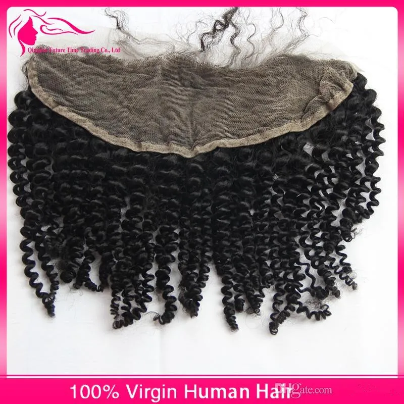 Mongolskie Ludzkie Włosy Koronki Frontal Zamknięcie Darmowe Rozpocznij Kinky Kręcone 13x4 Ucho do Ear Lace Frontal 100% Ludzkich Włosów Koronki Włosów Fontal