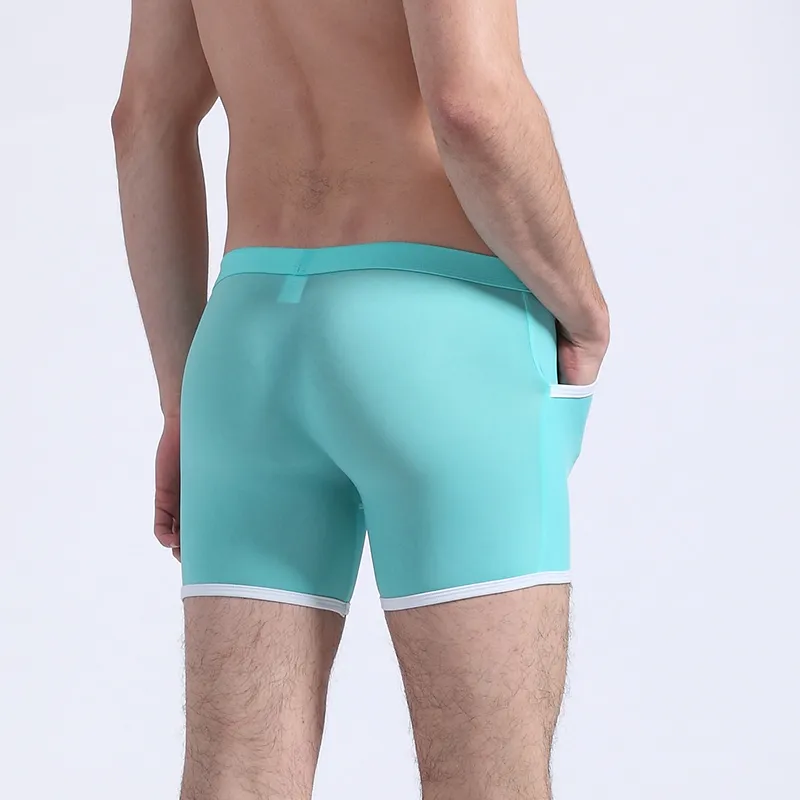 Men`s Underwear Boxer Shorts underpant Thin-ice Silk Real Pockets Leg Man Long Fashion Comfort Breathable Mens Boxers Underwaer Slip Panties