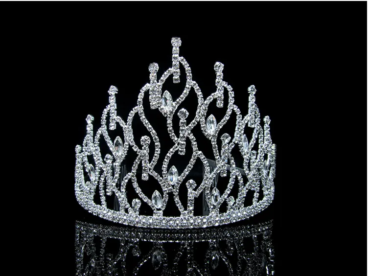 2015 Klasyczne kropelki Wysokiej Korony Kształt Rhinestone Crystal Crown Bridal Tiaras Akcesoria do włosów TS000068