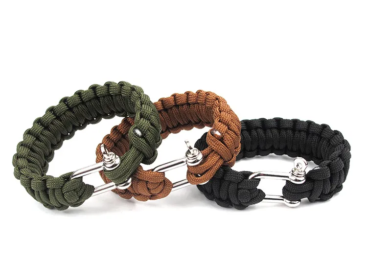 10 PZ Cobra PARACORD BRACCIALI KIT Braccialetto di sopravvivenza di emergenza militare Braccialetti con ciondoli Unisex U fibbia 3 colori