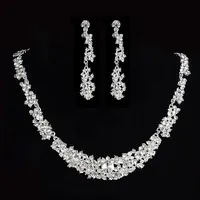 2015 New Arrival Bridal Necklace Sets Crystal Silver Tiaras Plants Necklace With Clip Ear Bridal Accessories