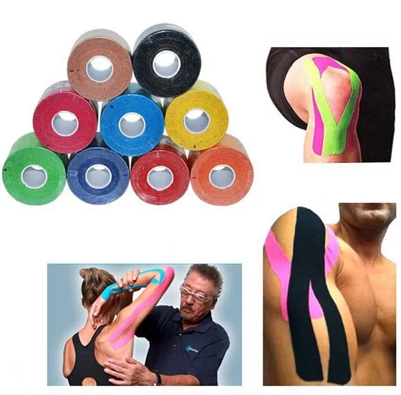Retail 5cm *5m Kinesiology Kinesio Roll Cotton Elastic Adhesive Muscle Sports kinesiology Tape Bandage Physio Strain Injury Support Kneepad