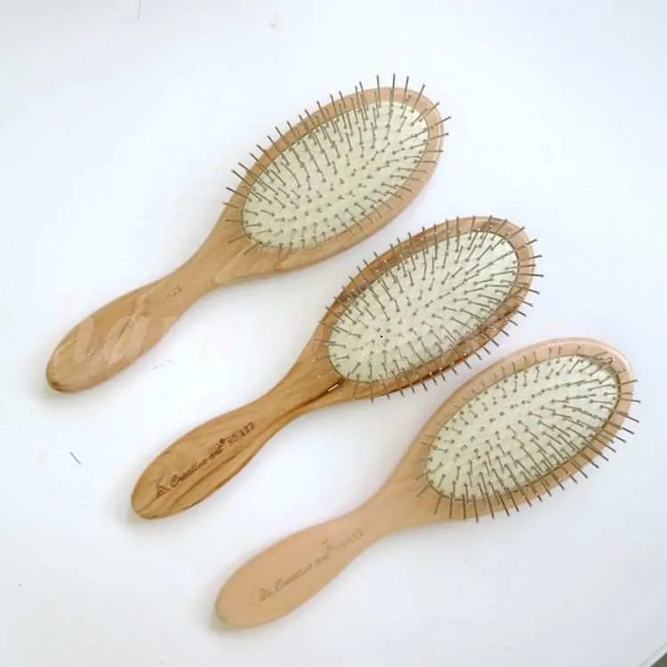 Hair extensions brush comb Wooden Handle Massage with Metal Pins Message White Air Cushion 