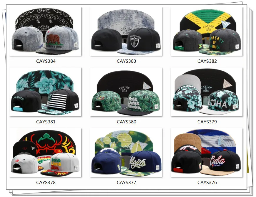 Snapbacks Hats Cap Cayler Sons Snapbacks Snap Back Baseball Casual Caps Hoed Verstelbare Maat Hoge Kwaliteit Gratis Verzending door DHL of EMS