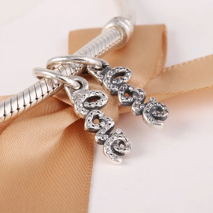フィットPandora Diy Charms Bracelet 2015新しい925ラブの銀製の文字の銀製の文字の銀製の手紙女性ジュエリーのための透明ジルコン