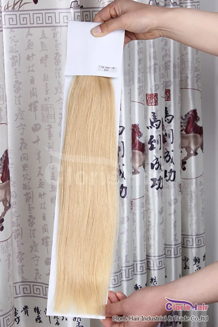 Bonnes longueurs 100 brins # 24 Blonde Naturelle Double dessinée Soyeux Silky Fusion Kératine Prebonded Stick i Tip Remy Remy Human Hair Extensions 50g