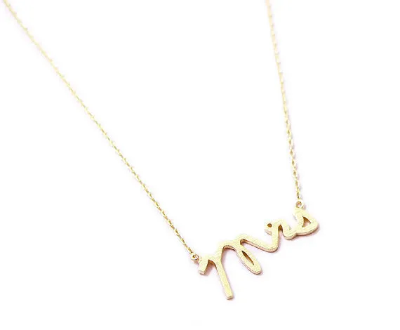 Gold Silver Simple Dainty Mrs Necklace Small Stamped Word Initial Necklace Love Alphabet Letter Necklaces