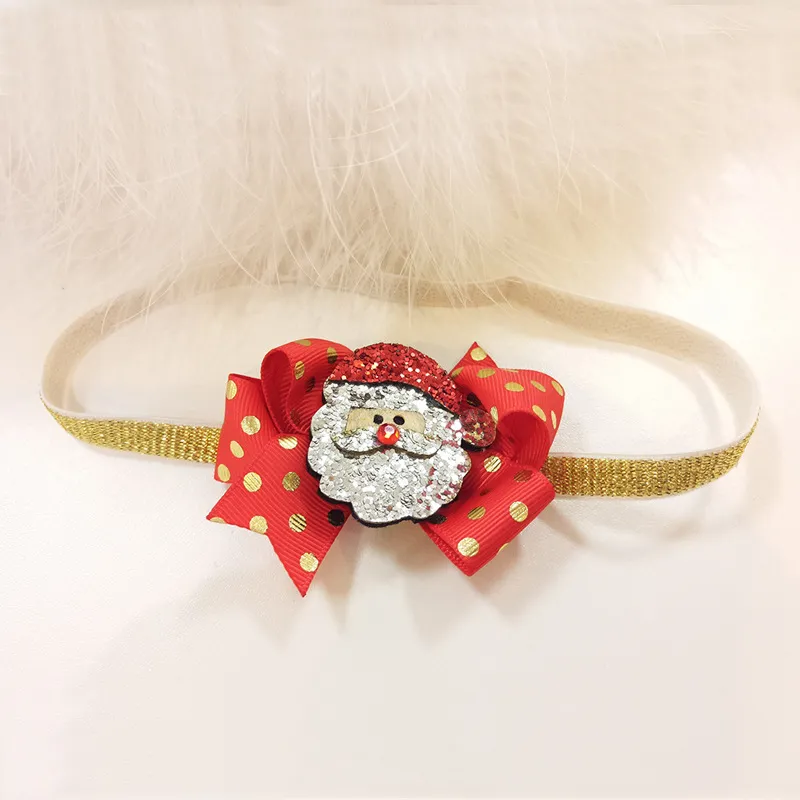 Europe Child Christmas Tree Deer Hair Accessories Kids Turban Girls Bow Headband Flower Hair Clip Gift