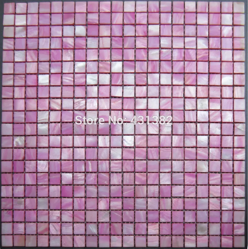 Novo estilo HYRX 15 * 15 * 2 shell mosaico telha-mãe de mosaicos de pérola; Corante cor-de-rosa Oferta especial; azulejos de cozinha backsplash