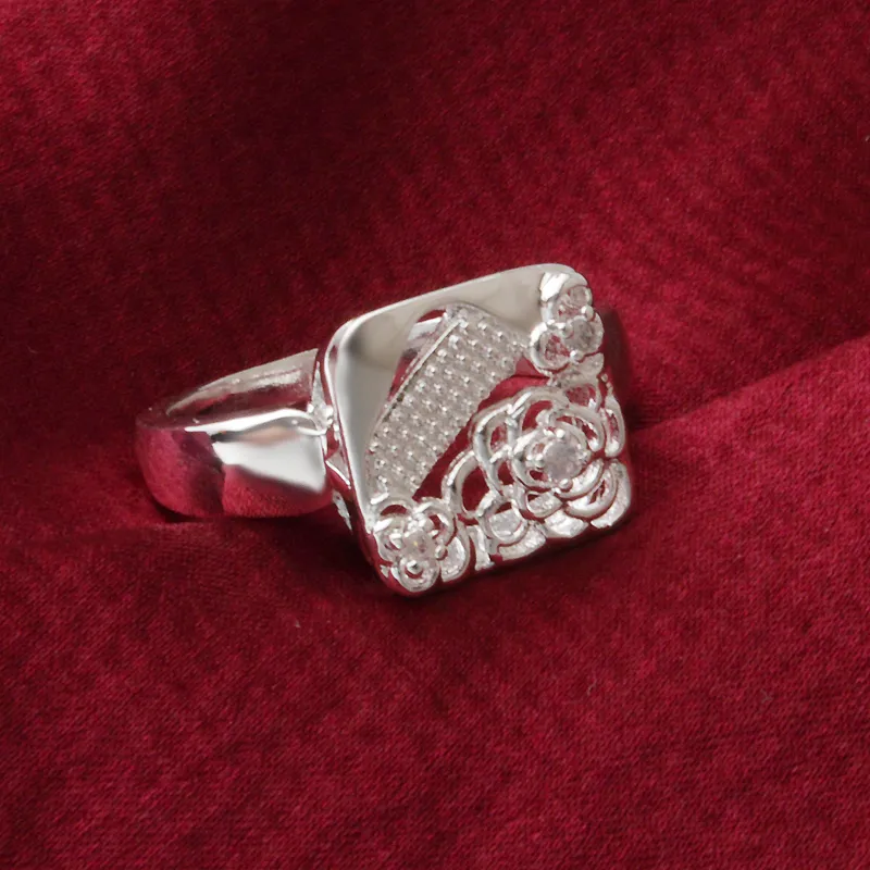 New 925 Sterling Silver fashion jewelry Mona Lisa Flowers with White Diamond With Pave zircon ring hot sell girl gift 1734