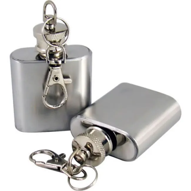 FREE Personalised Engraved 1oz Stainless Steel Hip Flask Keyring 