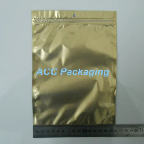 Partihandel 16x24cm (6,3 "x9,4") Gyllene / klar självtätning Zipper plast Retail Package Packaging Bag Zipper Lock Bag Packing With Hang Hole