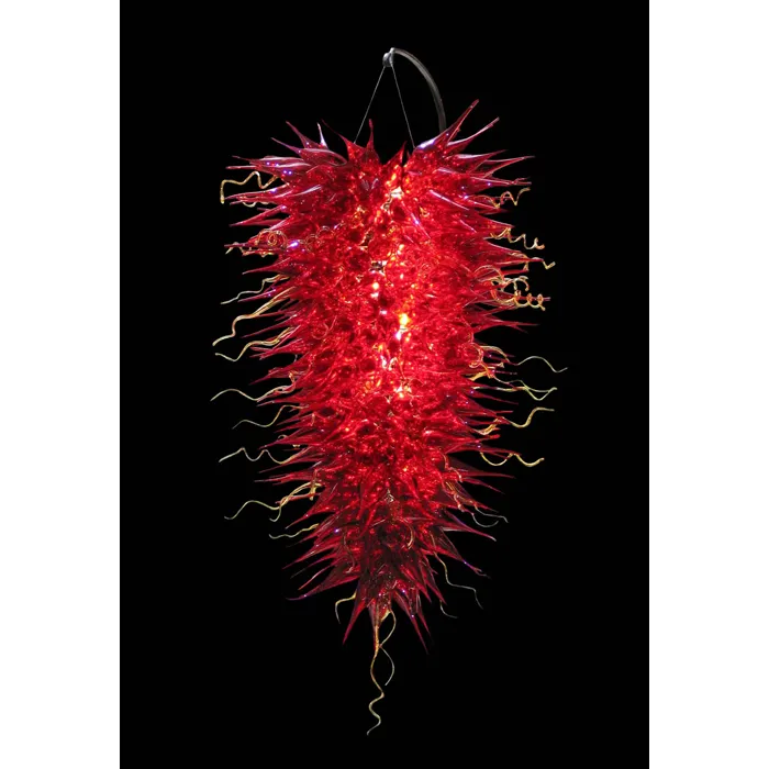 Chihuly Style Red Murano Lampa żyrandol żarówki LED 100% Ręcznie dmuchane szklane lampy wisiorek Villa Foyer Decor Nowoczesne Żyrandole sztuki