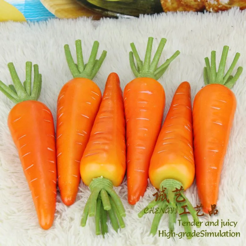 Alta simulación de plástico zanahoria verduras artificiales hogar restaurante accesorios fotográficos decorativos niños Educación Frutas envío gratis