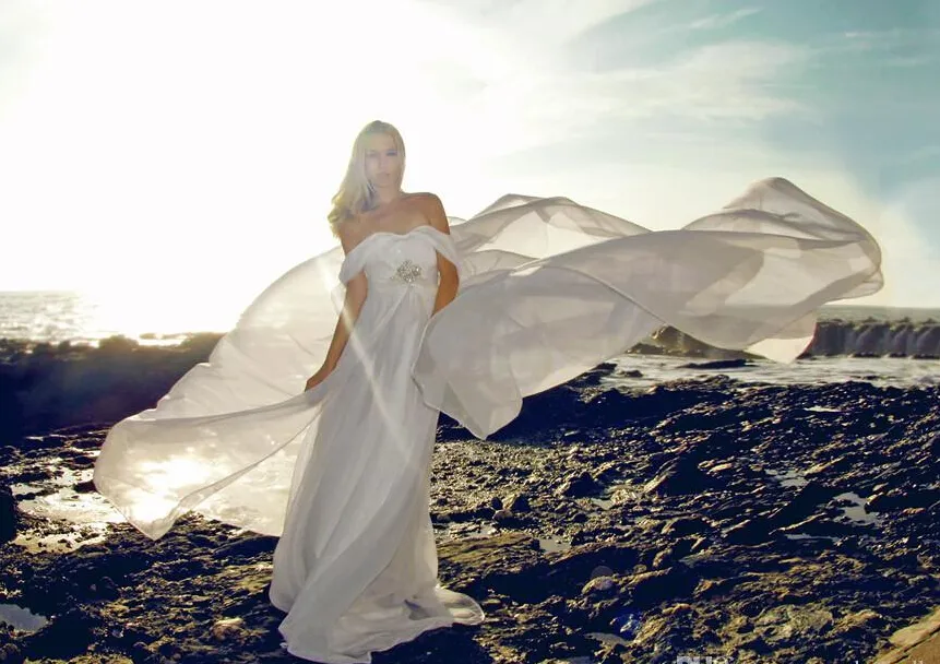 Şık Boho Gelin Modelleri A Hattı Vintage Yunan Tanrıçası Düğün Elbise Akan Omuz Kapalı Yaz Stili Backless Beach Gelinlik