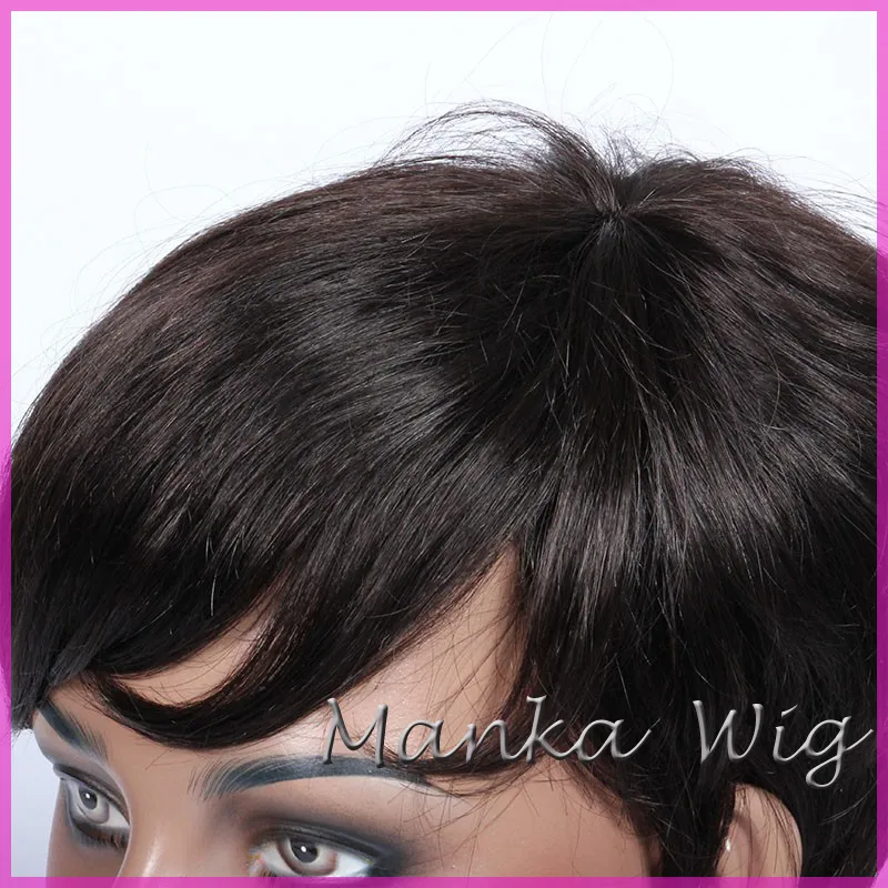 Perucas de cabelo humano rihanna estilo máquina feita peruca glueless estilo Rihanna perucas de corte curto para as mulheres negras